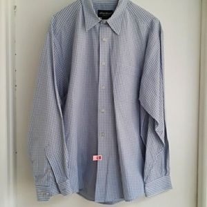 Eddie Bauer Men's Long Sleeve Light Blue Plaid Button Down Shirt Size Medium